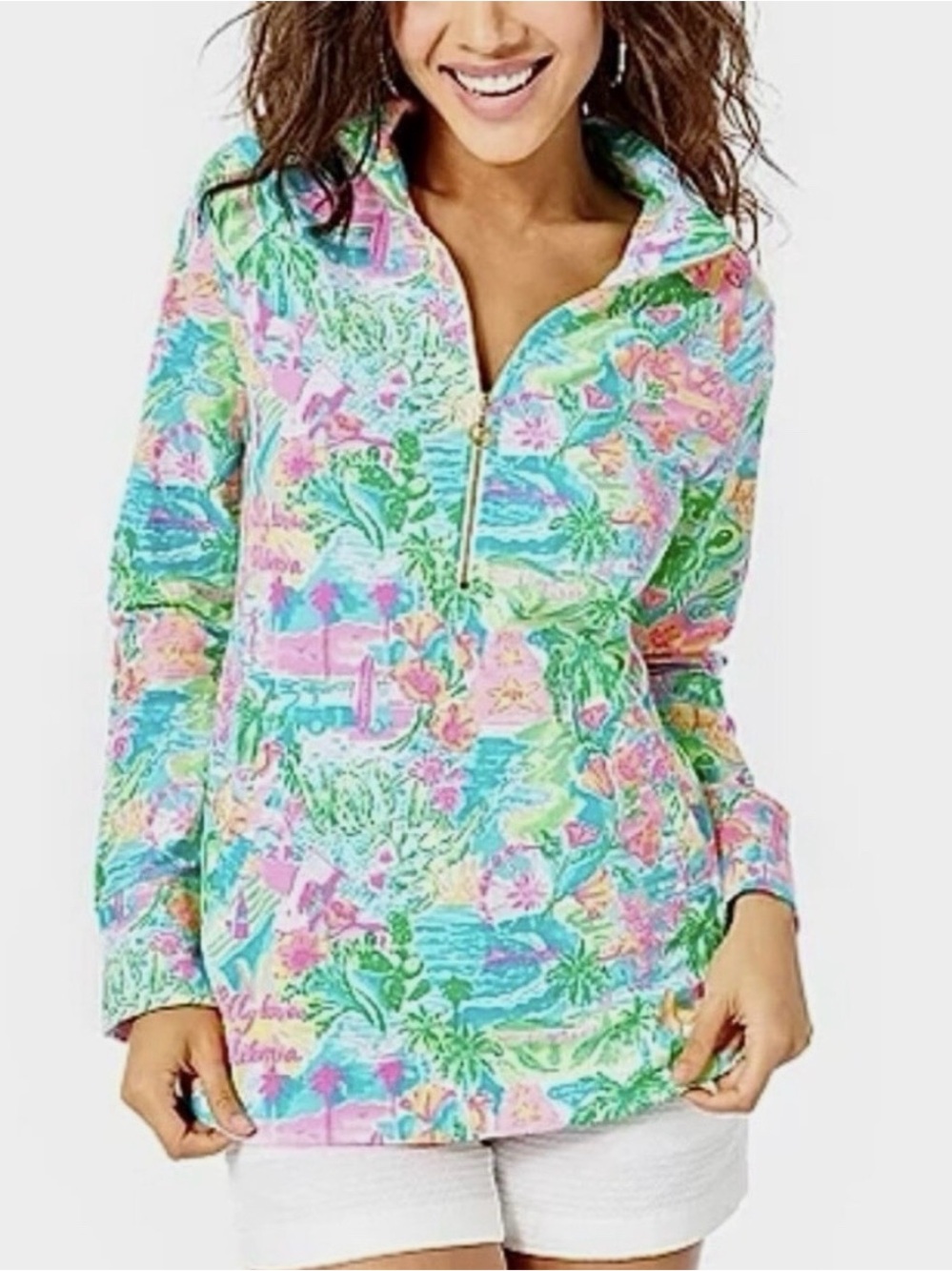 Lilly Pulitzer UPF +50 Lilly Loves California Quarter Zip Pullover